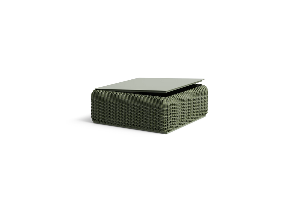 Roundabout Coffee Table, in Olive, three-quarter view, open