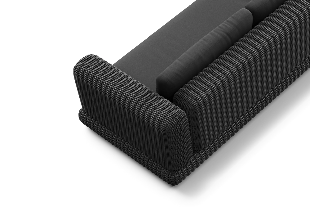 Roundabout Sectional with Side Table, in Charcoal, overhead view