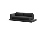 Roundabout Sofa with Side Table, in Charcoal, three-quarter view