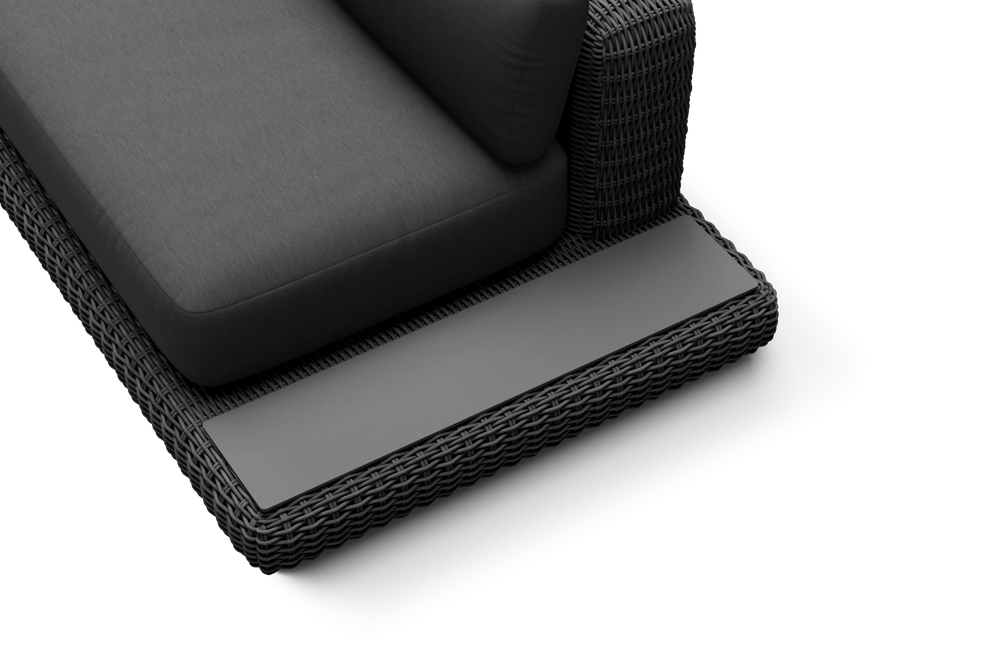 Roundabout Sofa with Side Table, in Charcoal, overhead view
