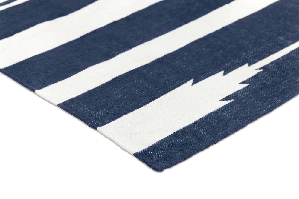 Mesa Rug, 8 by 5 ft., in Indigo, corner detail