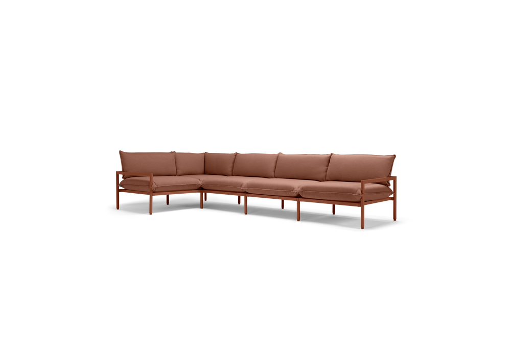 Terra Sectional, in Rust, three-quarter view