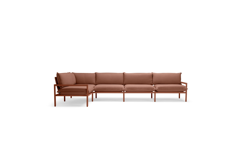 Terra Sectional, in Rust, front view