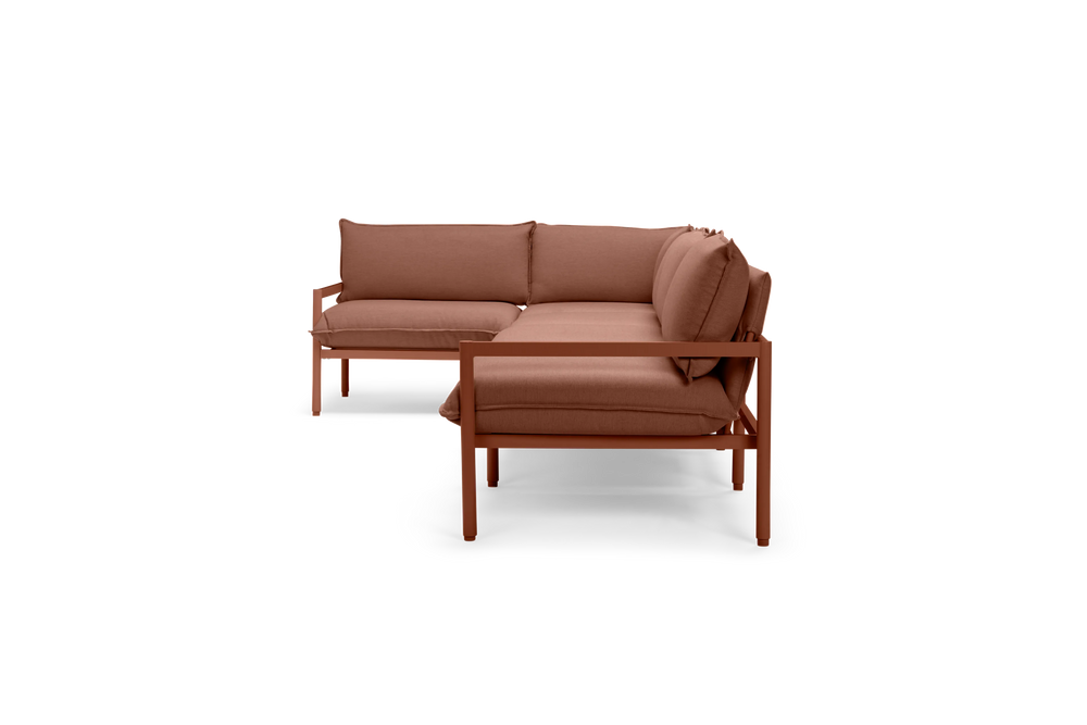 Terra Sectional, in Rust, profile view