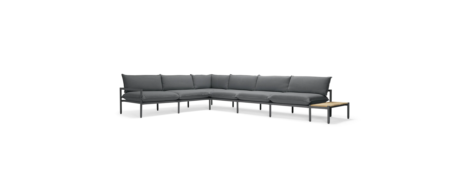 Terra Sectional with End Table - Charcoal | Sunbrella Origin Charcoal / Six Piece with In-line End Table / Half Table