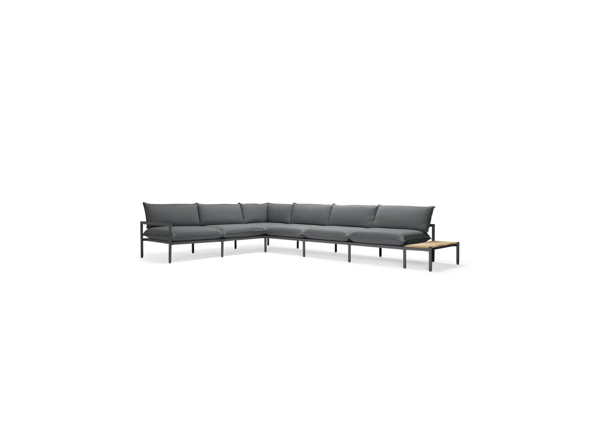 Terra Sectional with End Table - Charcoal | Sunbrella Origin Charcoal / Six Piece with In-line End Table / Half Table
