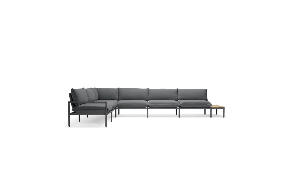 Terra Sectional with small End Table, in Charcoal, front view