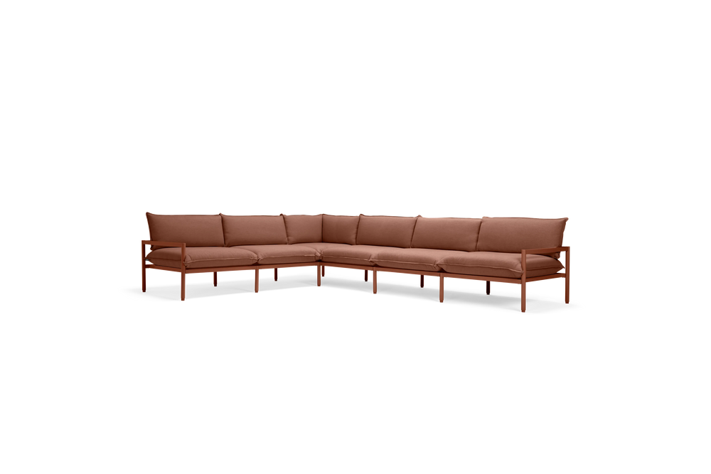 Terra Sectional, in Rust, three-quarter view