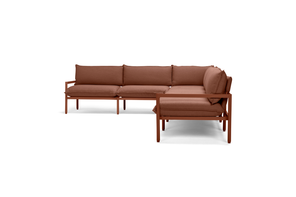 Terra Sectional, in Rust, profile view