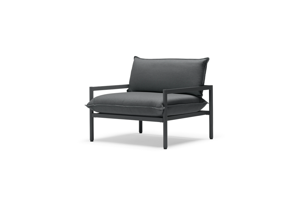Terra Chair, in Charcoal, three-quarter view