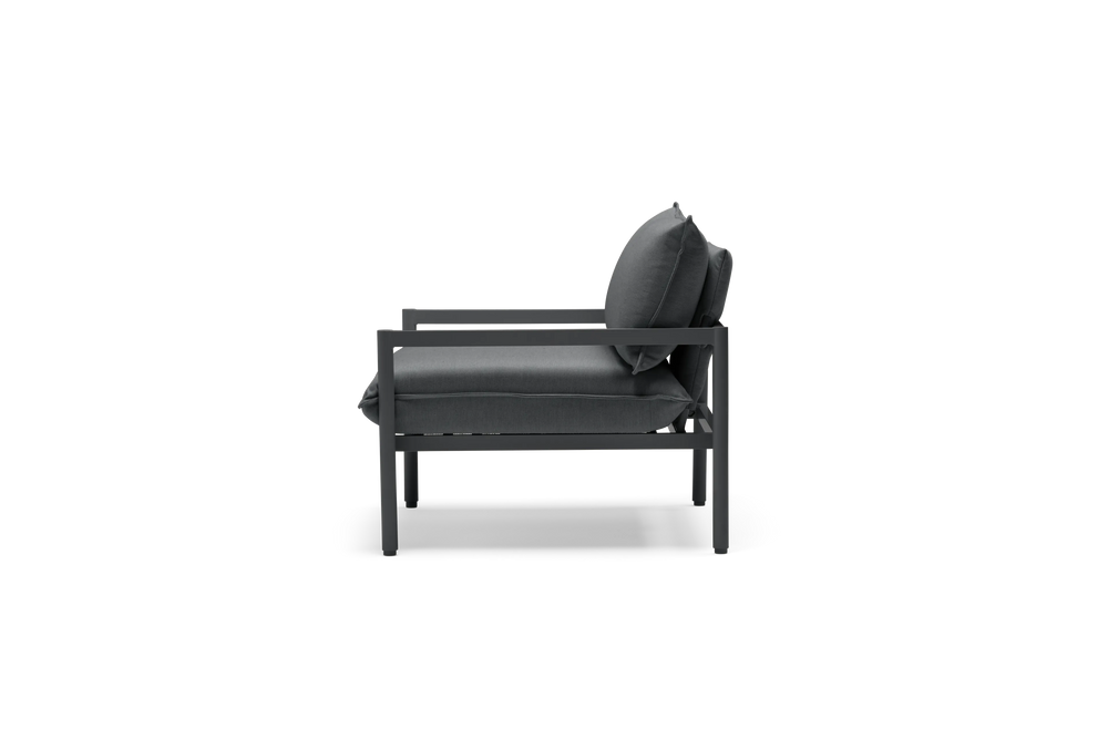 Terra Chair, in Charcoal, profile view