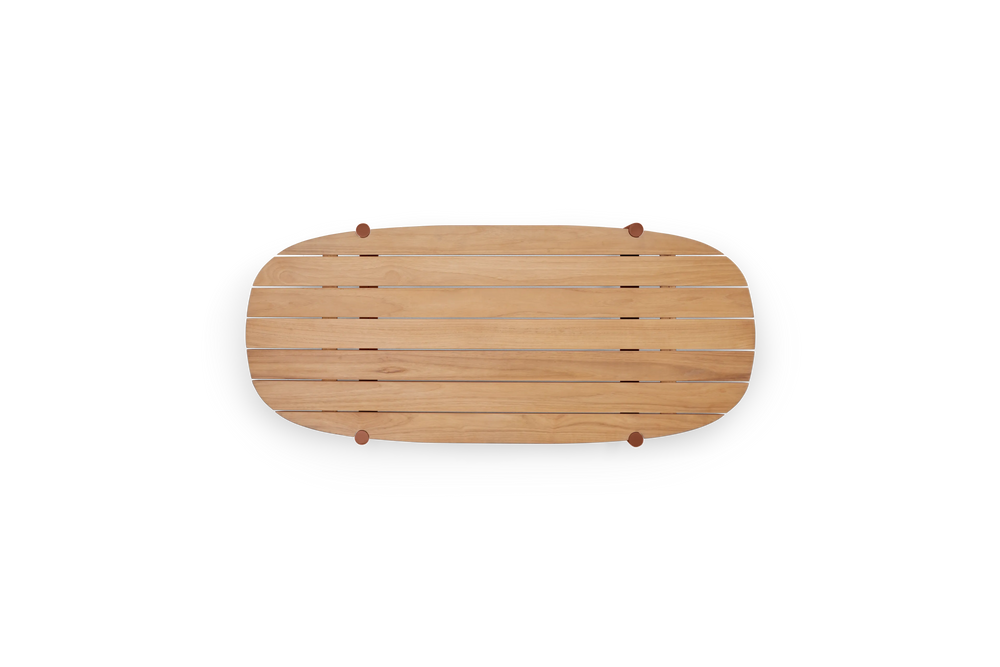 Terra Coffee Table, in Rust, overhead view