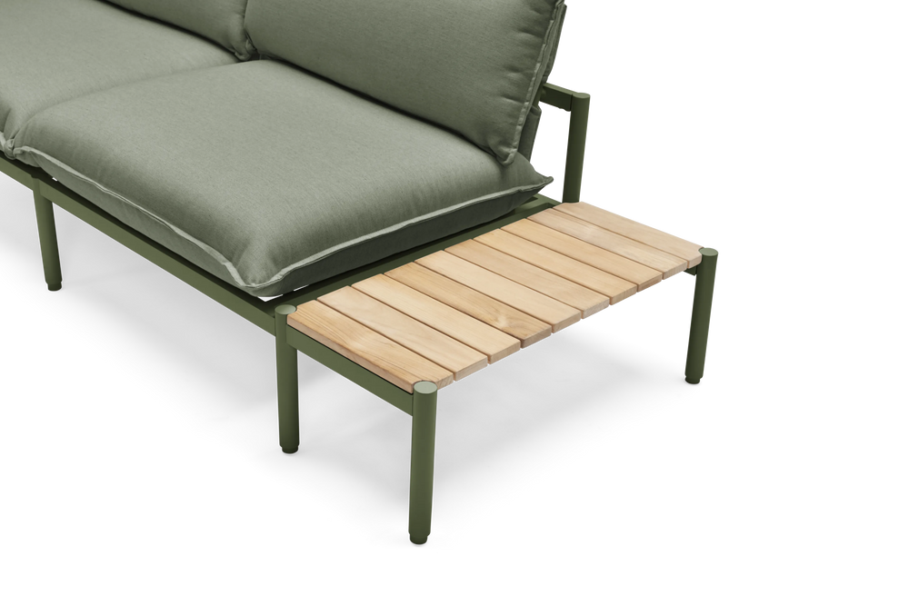 Terra In Line Half Table, small, in Olive, three-quarter view