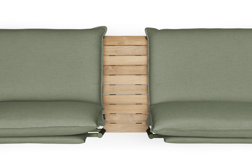 Terra In Line Half Table, small, in Olive, overhead view
