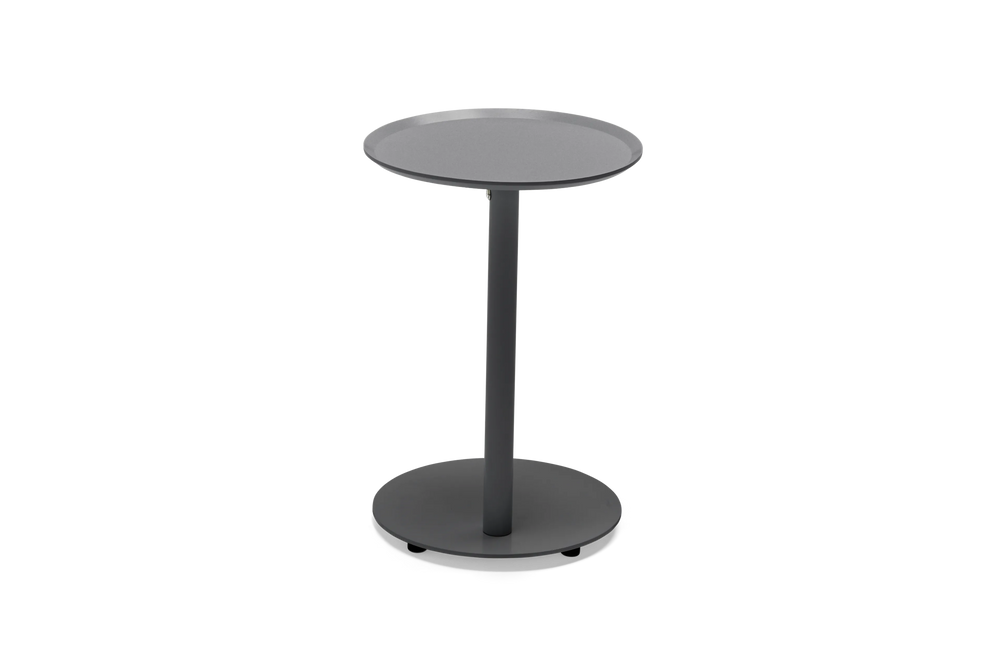 Terra Side Table, in Charcoal, back view