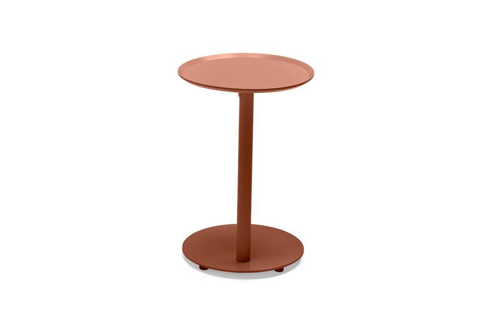 Terra Side Table, in Rust, back view