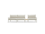 Terra Sofa with small In-line Table, in Putty, front view