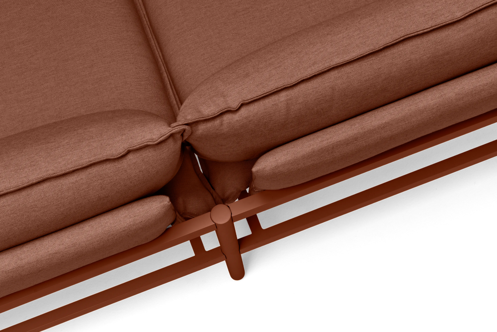 Terra Sectional with End Table, in Rust, detail view