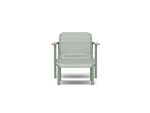 Neighbor Up-Down Chair shown together with the matching Up-Down Ottoman in juniper green-blue, front view.