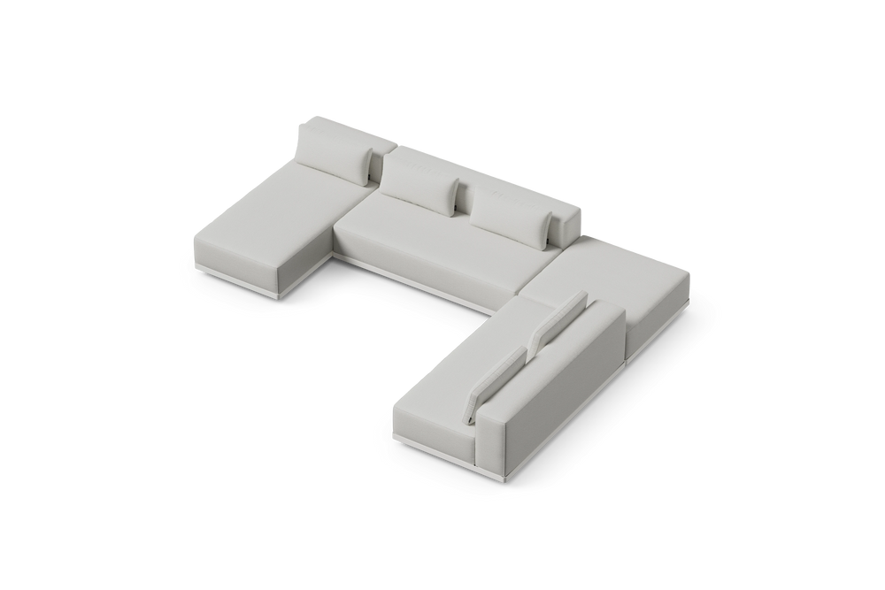 Workaround Chaise Sectional – White | Sunbrella Nurture Pebble / Cushion – image 6