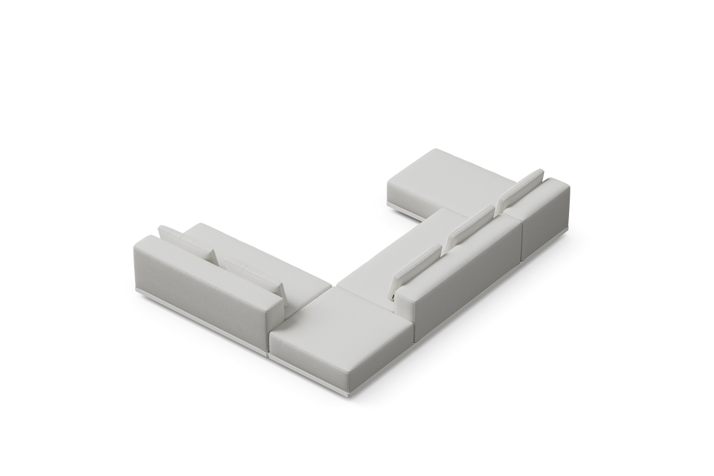 Workaround Chaise Sectional – White | Sunbrella Nurture Pebble / Cushion – image 7