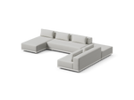 Workaround Chaise Sectional – White | Sunbrella Nurture Pebble / Cushion – image 1