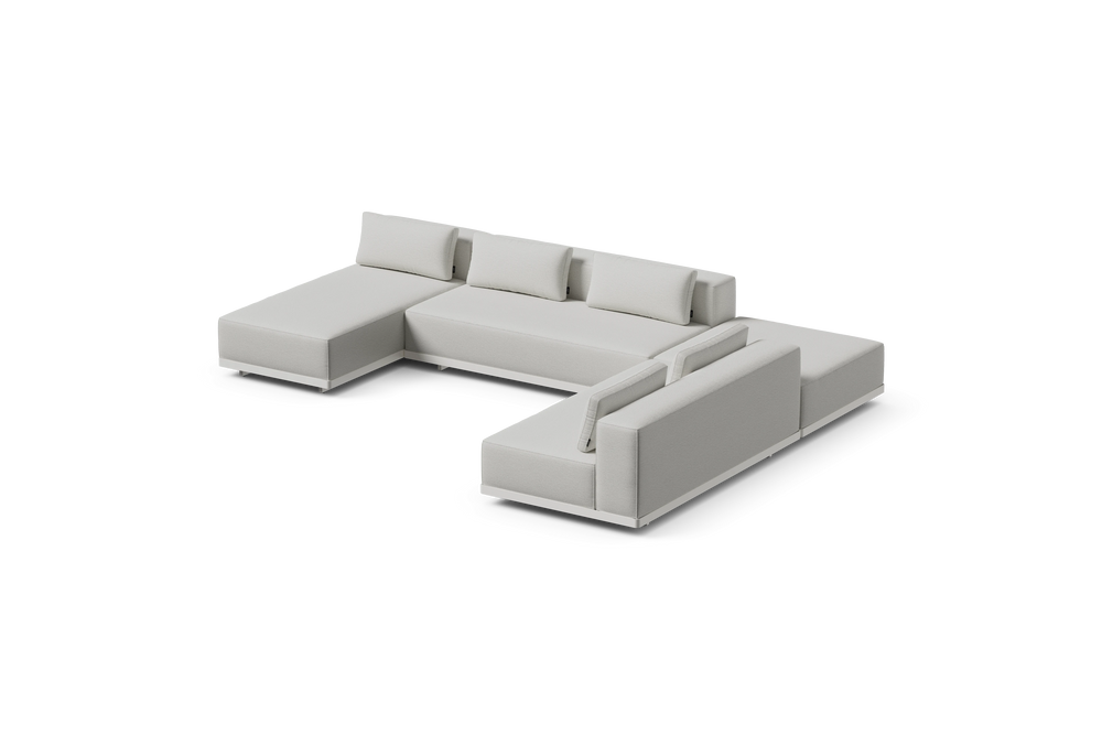 Workaround Chaise Sectional – White | Sunbrella Nurture Pebble / Cushion – image 1