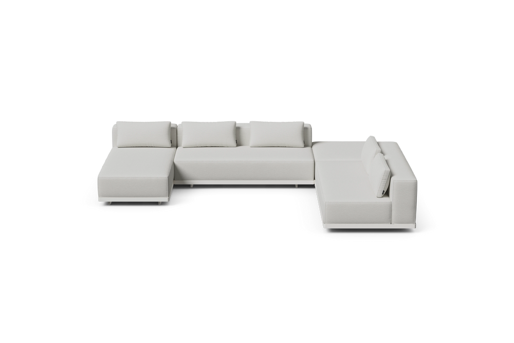 Workaround Chaise Sectional – White | Sunbrella Nurture Pebble / Cushion – image 2