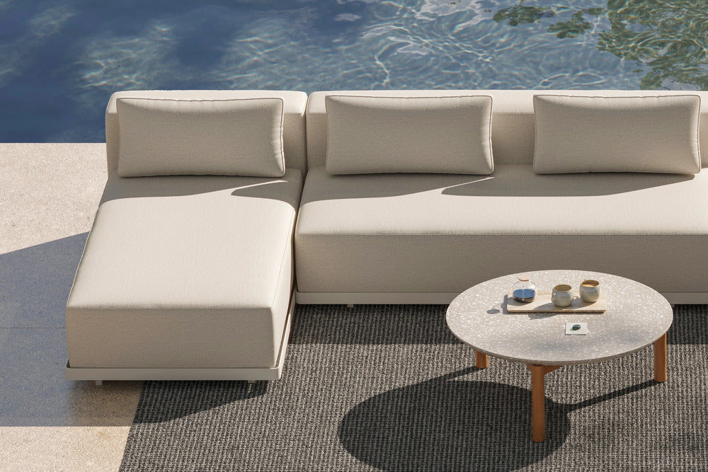 Workaround Chaise Sectional – White | Sunbrella Nurture Pebble / Cushion – image 10
