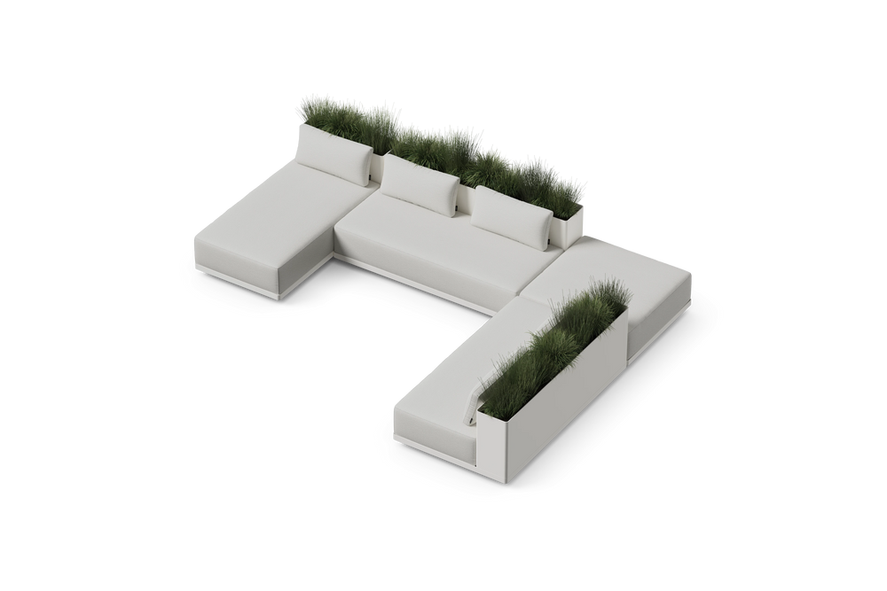 Workaround Chaise Sectional – White | Sunbrella Nurture Pebble / Planter – image 6