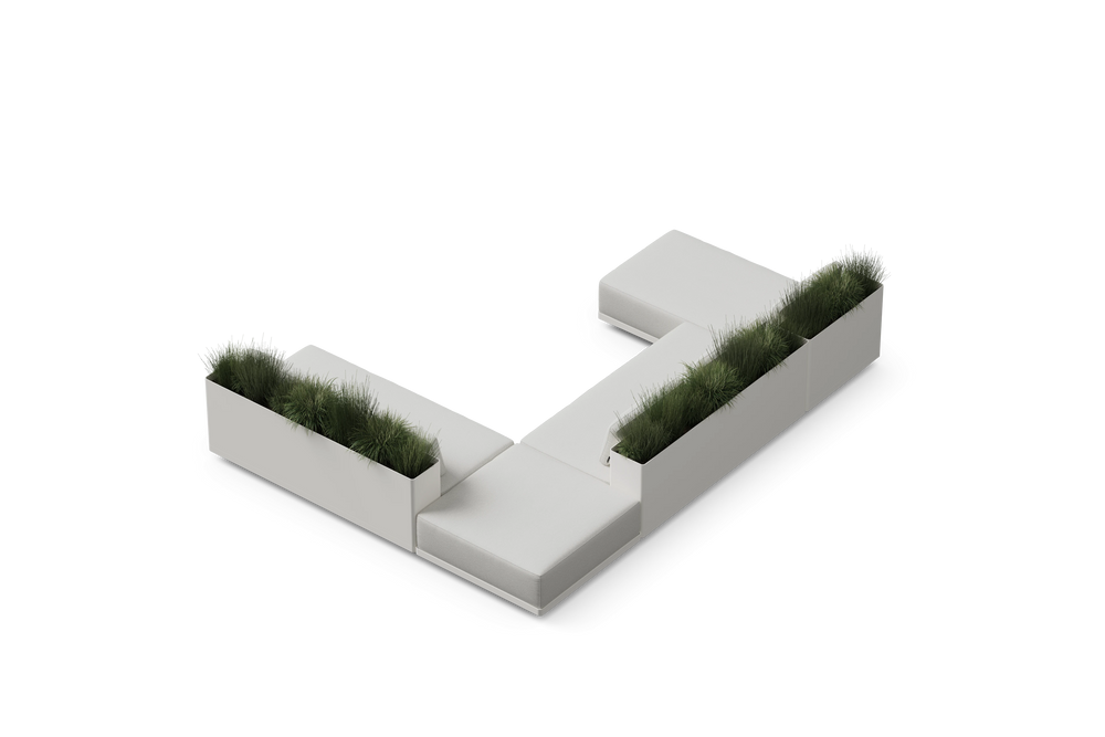 Workaround Chaise Sectional – White | Sunbrella Nurture Pebble / Planter – image 7