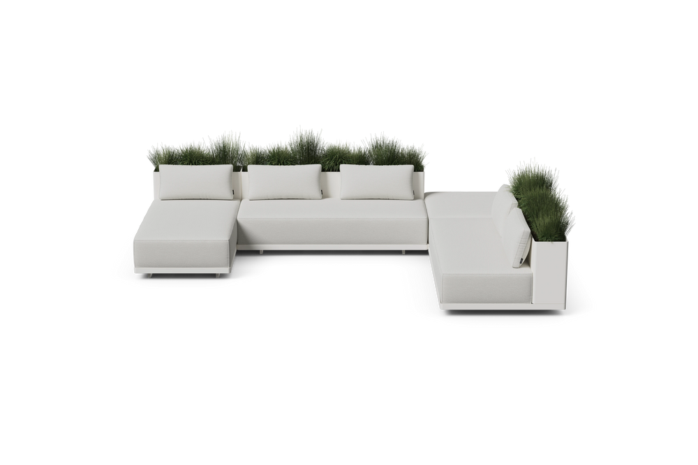 Workaround Chaise Sectional – White | Sunbrella Nurture Pebble / Planter – image 2