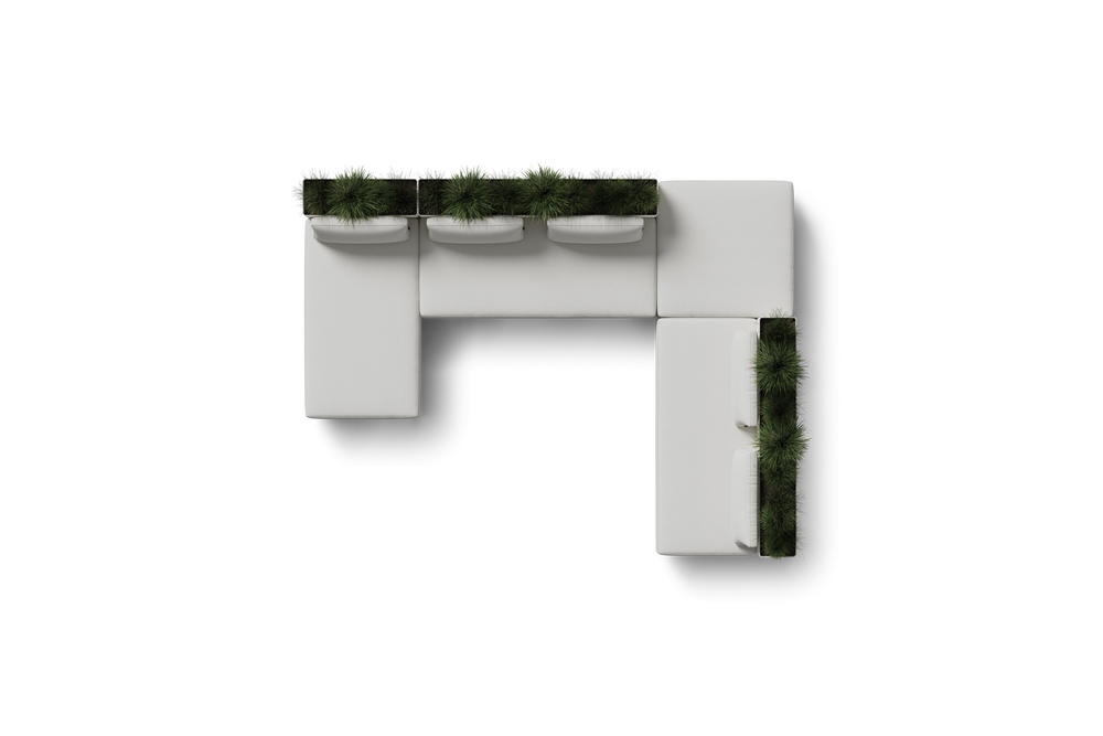 Workaround Chaise Sectional – White | Sunbrella Nurture Pebble / Planter – image 8