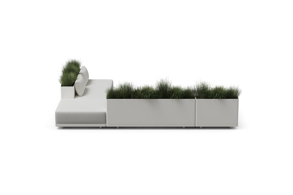 Workaround Chaise Sectional – White | Sunbrella Nurture Pebble / Planter – image 4