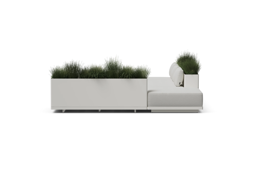 Workaround Chaise Sectional – White | Sunbrella Nurture Pebble / Planter – image 3