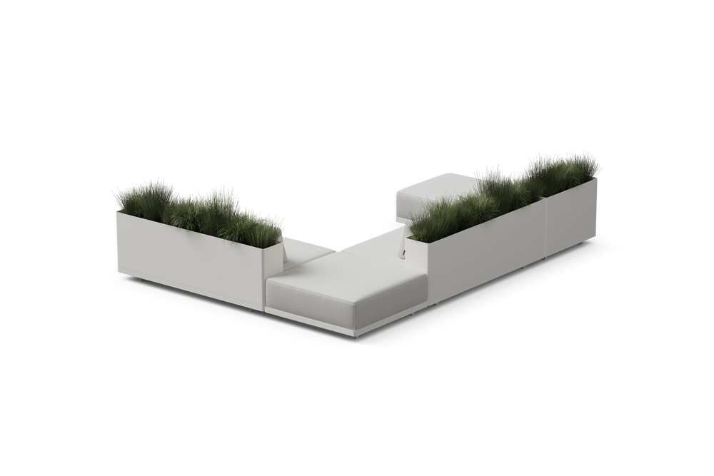 Workaround Chaise Sectional – White | Sunbrella Nurture Pebble / Planter – image 5