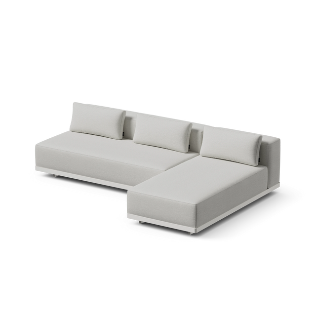Workaround Chaise Sofa - White | Sunbrella Nurture Pebble / Cushion