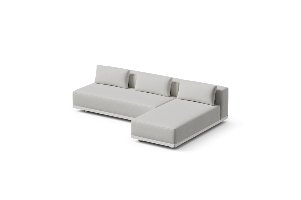 Workaround Chaise Sofa – White | Sunbrella Nurture Pebble / Cushion – image 1