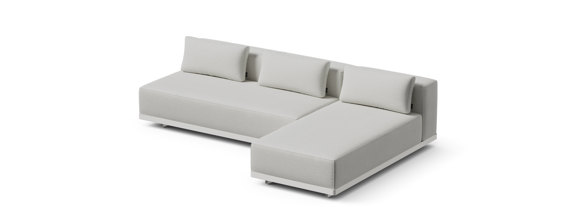 Workaround Chaise Sofa - White | Sunbrella Nurture Pebble / Cushion