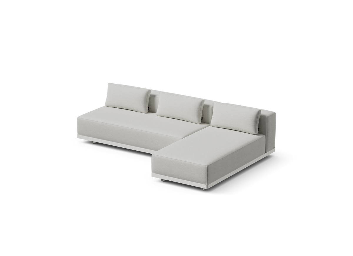 Workaround Chaise Sofa - White | Sunbrella Nurture Pebble / Cushion