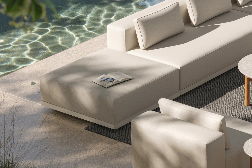 Workaround Ottoman – White | Sunbrella Nurture Pebble – image 5