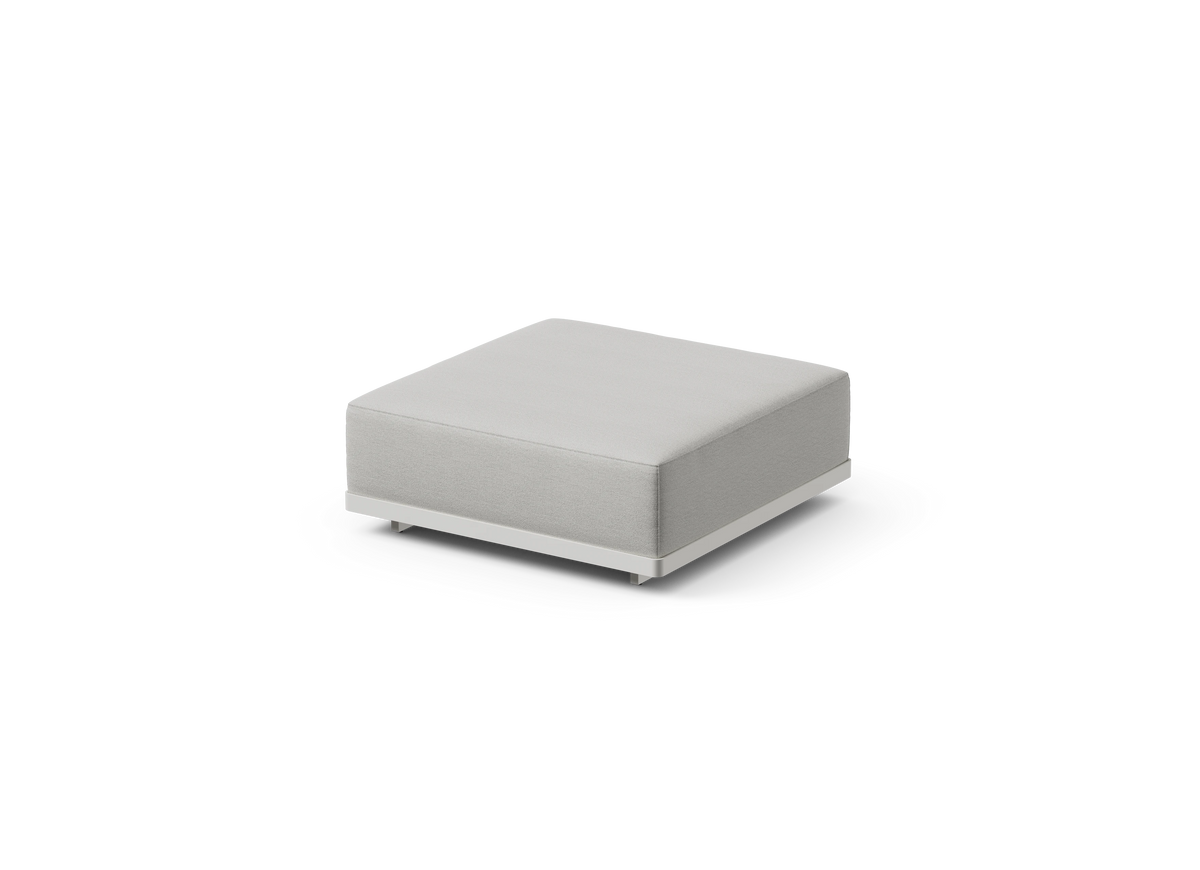 Workaround Ottoman - White | Sunbrella Nurture Pebble