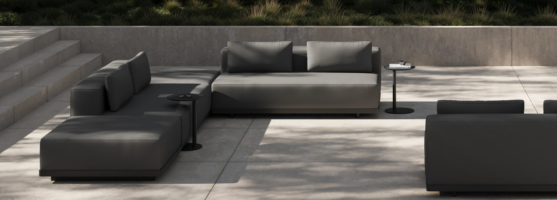 Workaround Sectional - White | Sunbrella Nurture Pebble / L-Shape / Planter, alternate view