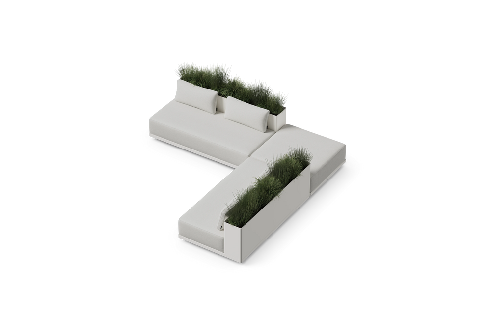 Workaround Sectional – White | Sunbrella Nurture Pebble / L-Shape / Planter – image 6
