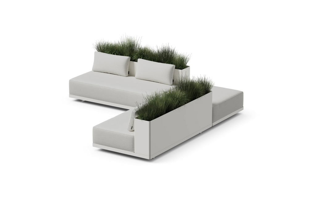 Workaround Sectional – White | Sunbrella Nurture Pebble / L-Shape / Planter – image 1