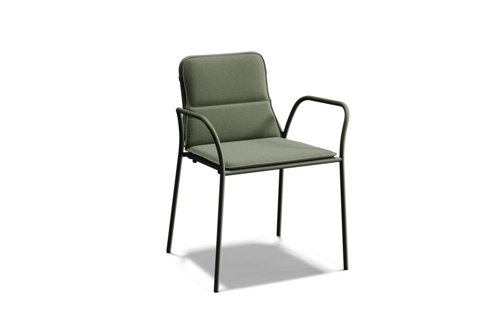 XY Dining Chair (Set of 2), with arm, in Olive, three-quarter view