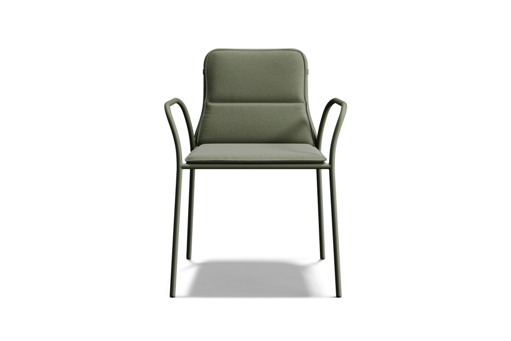 XY Dining Chair (Set of 2), with arm, in Olive, front view