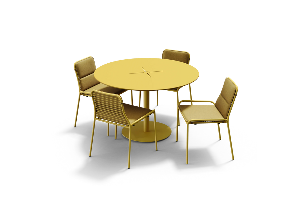 XY Dining Set, armless, in Yellow, three-quarter view
