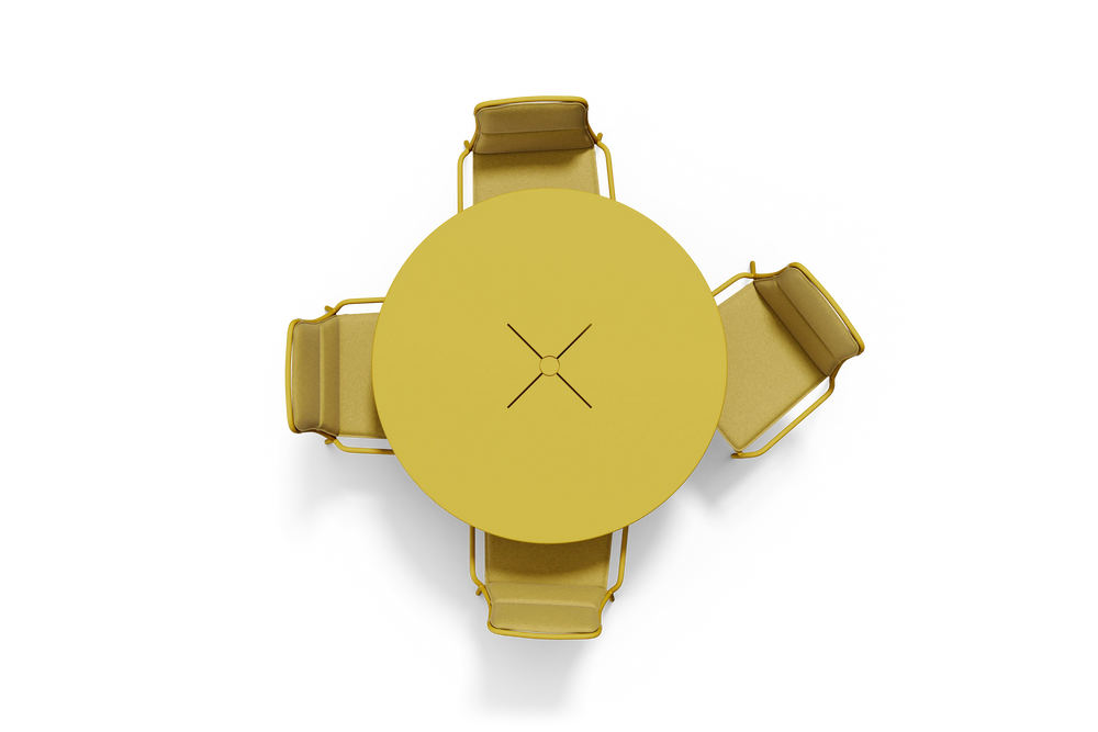 XY Dining Set, armless, in Yellow, overhead view