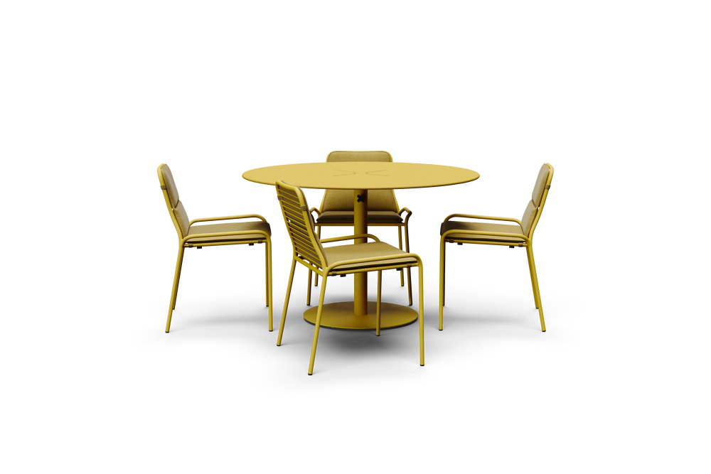 XY Dining Set, armless, in Yellow, profile view